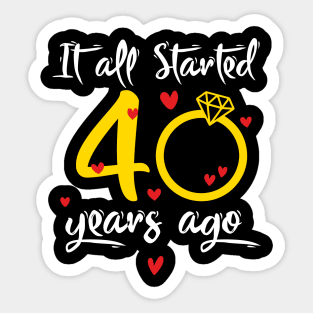 Wedding Anniversary 40 Years Together Golden Family Marriage Gift For Husband And Wife Sticker
